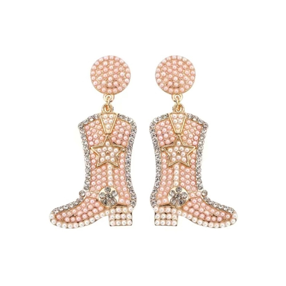NEW Western Cowgirl Boots Beaded Dangle Earrings